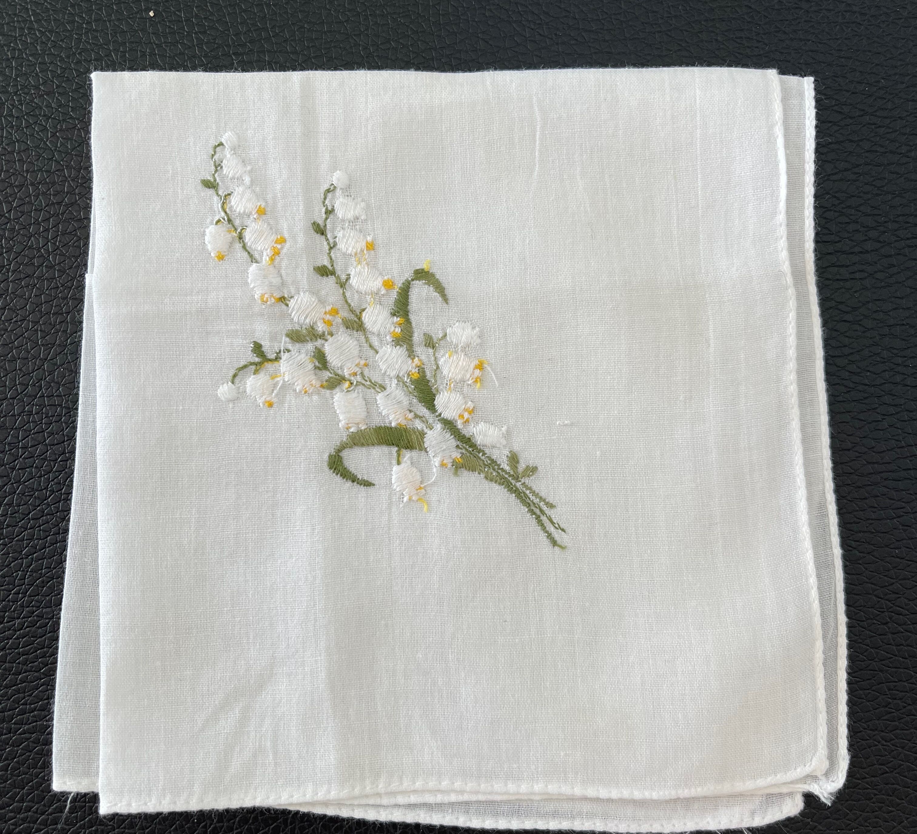 Set of 6 antique embroidered handkerchiefs