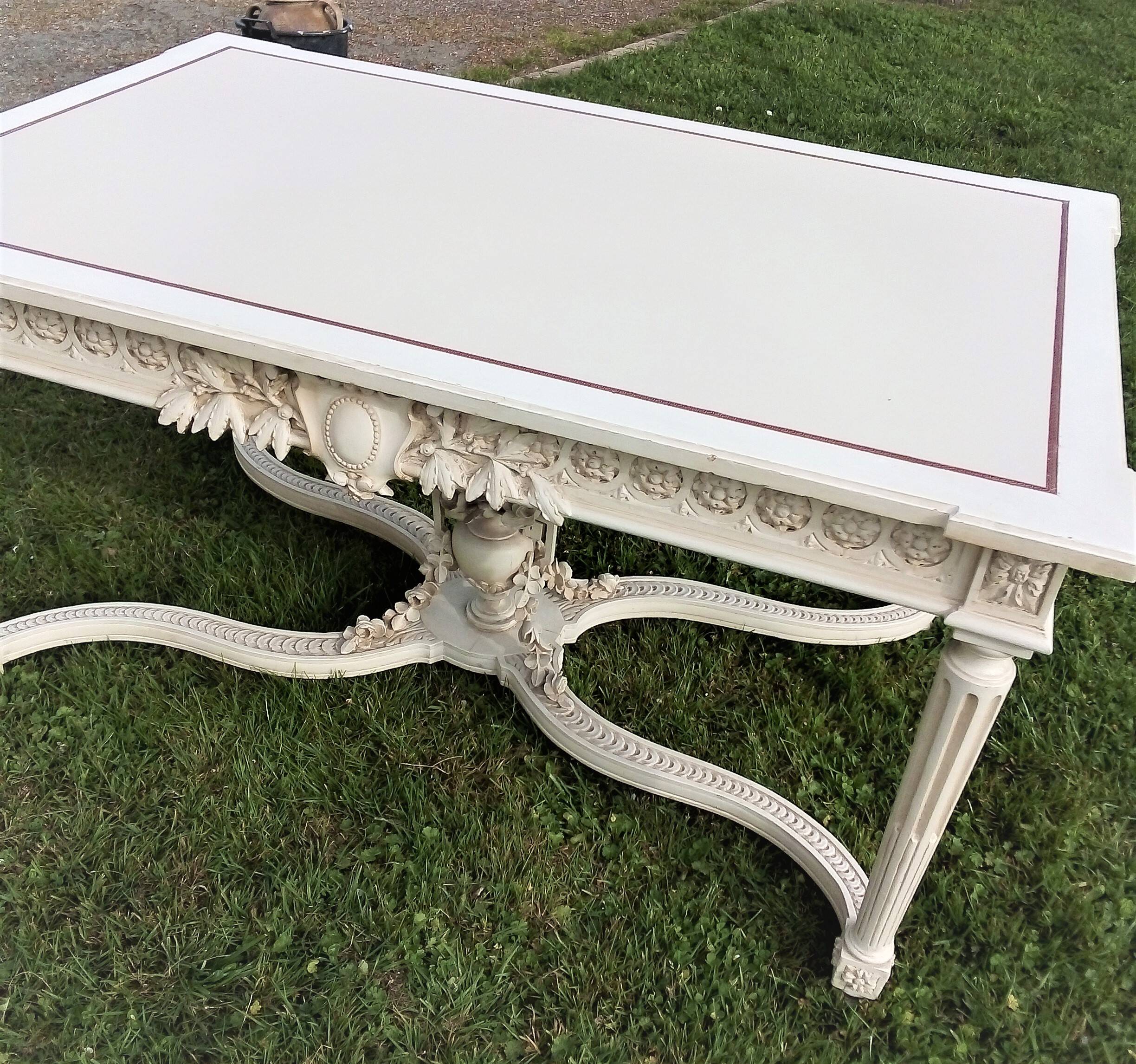 Console table decor side table Louis 16 style old painting