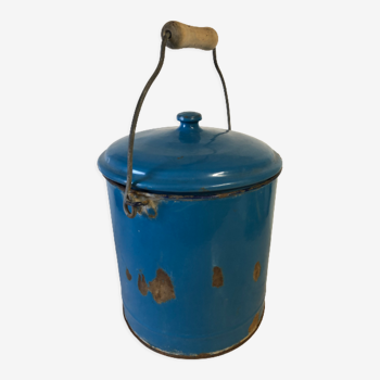 Blue enamelled bucket