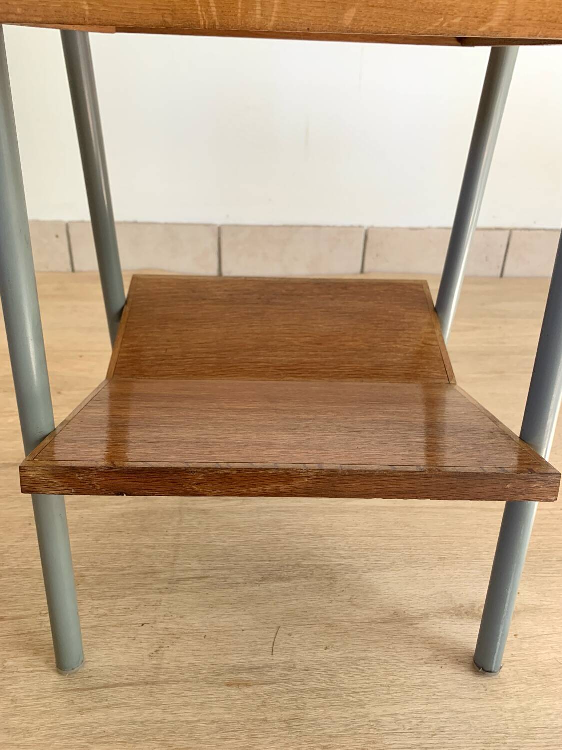 Pair of vintage boarding school bedside tables