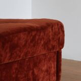 Rusty velvet low chair without arms