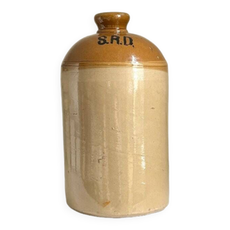 SRD bottle in beige and ocher enamelled stoneware