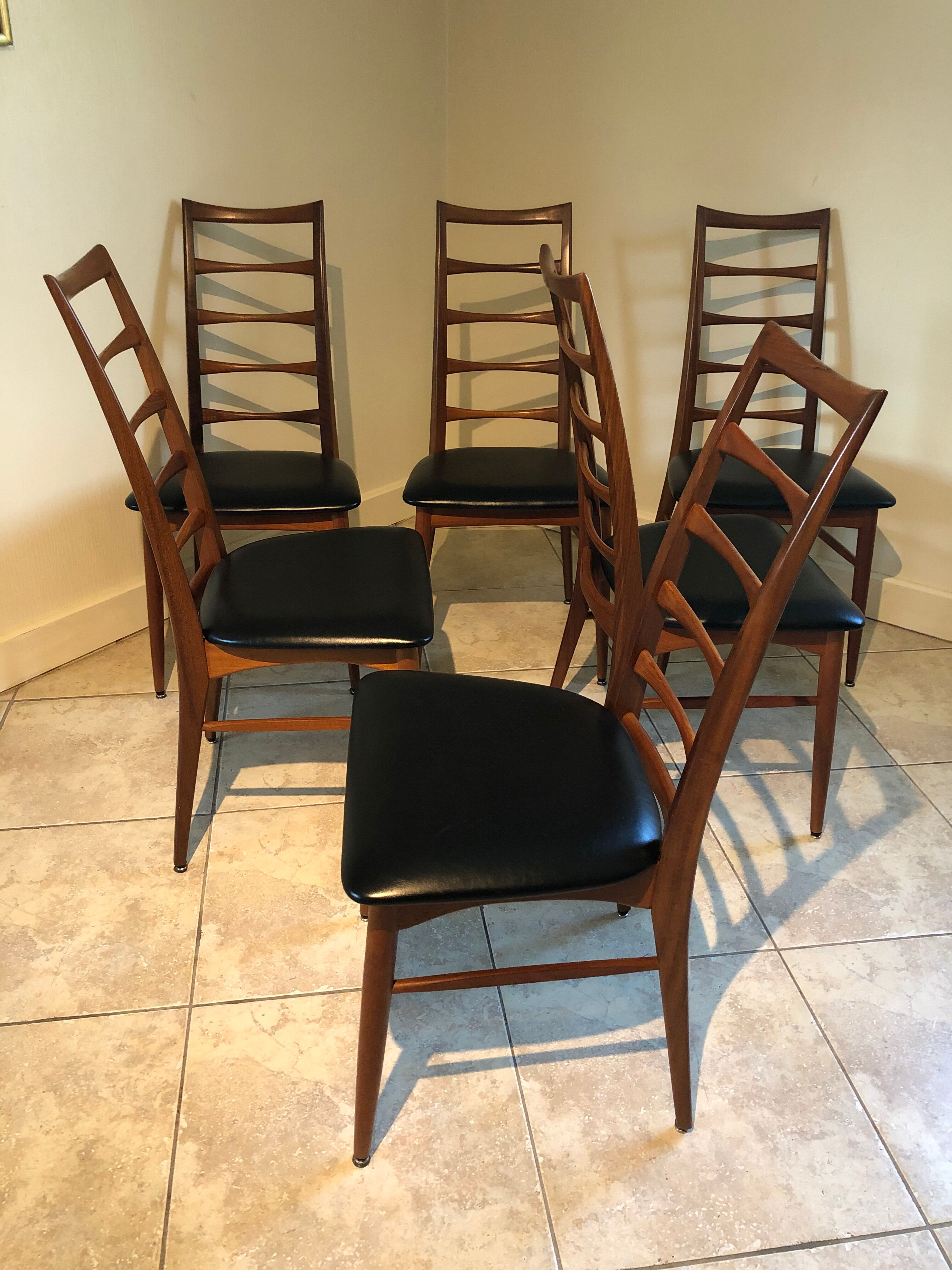 Set of 6 Scandinavian Teak "Lis" chairs by Niels Koefoed, Circa 1960