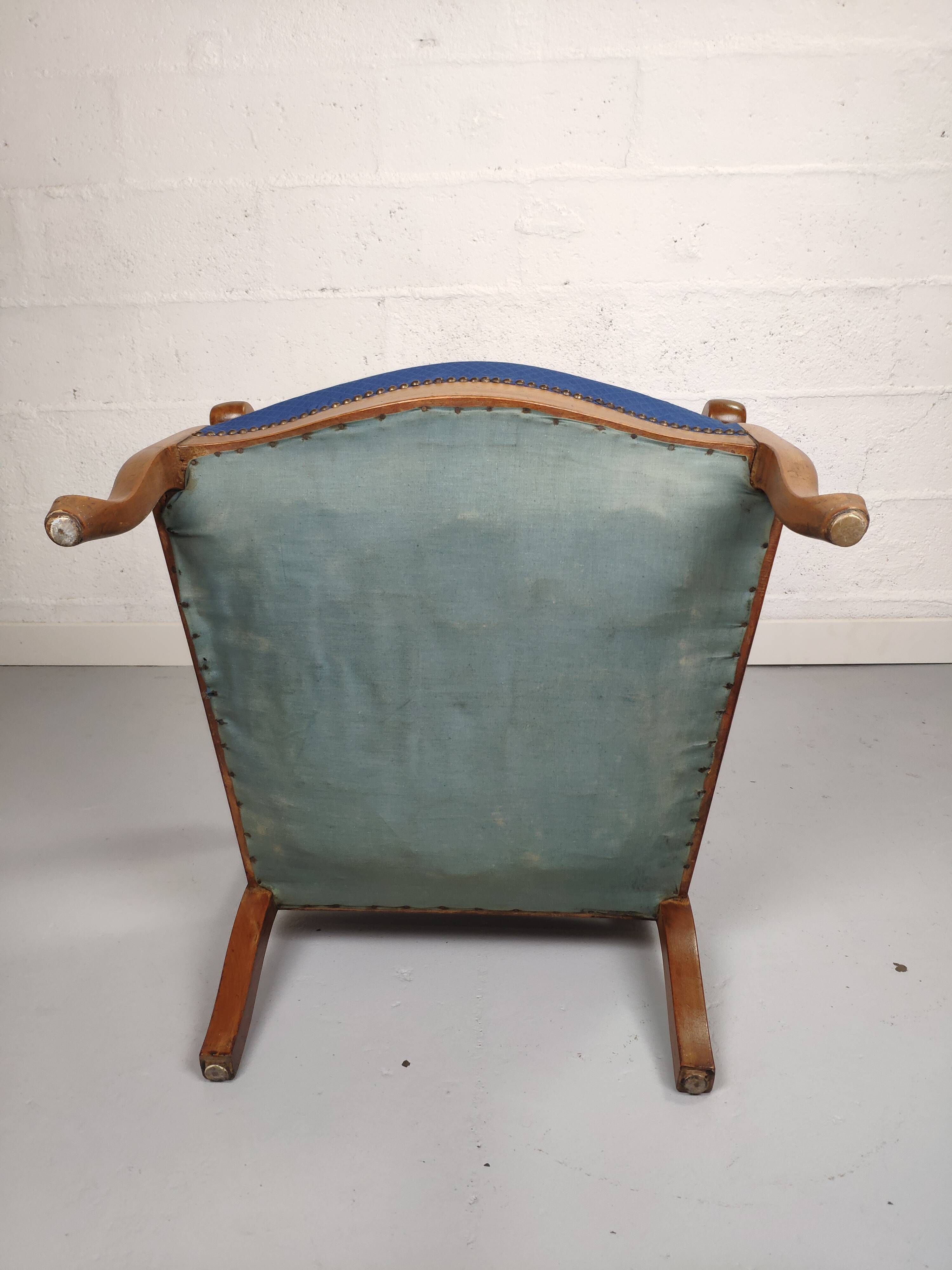 Armchair voltaire blue fabric