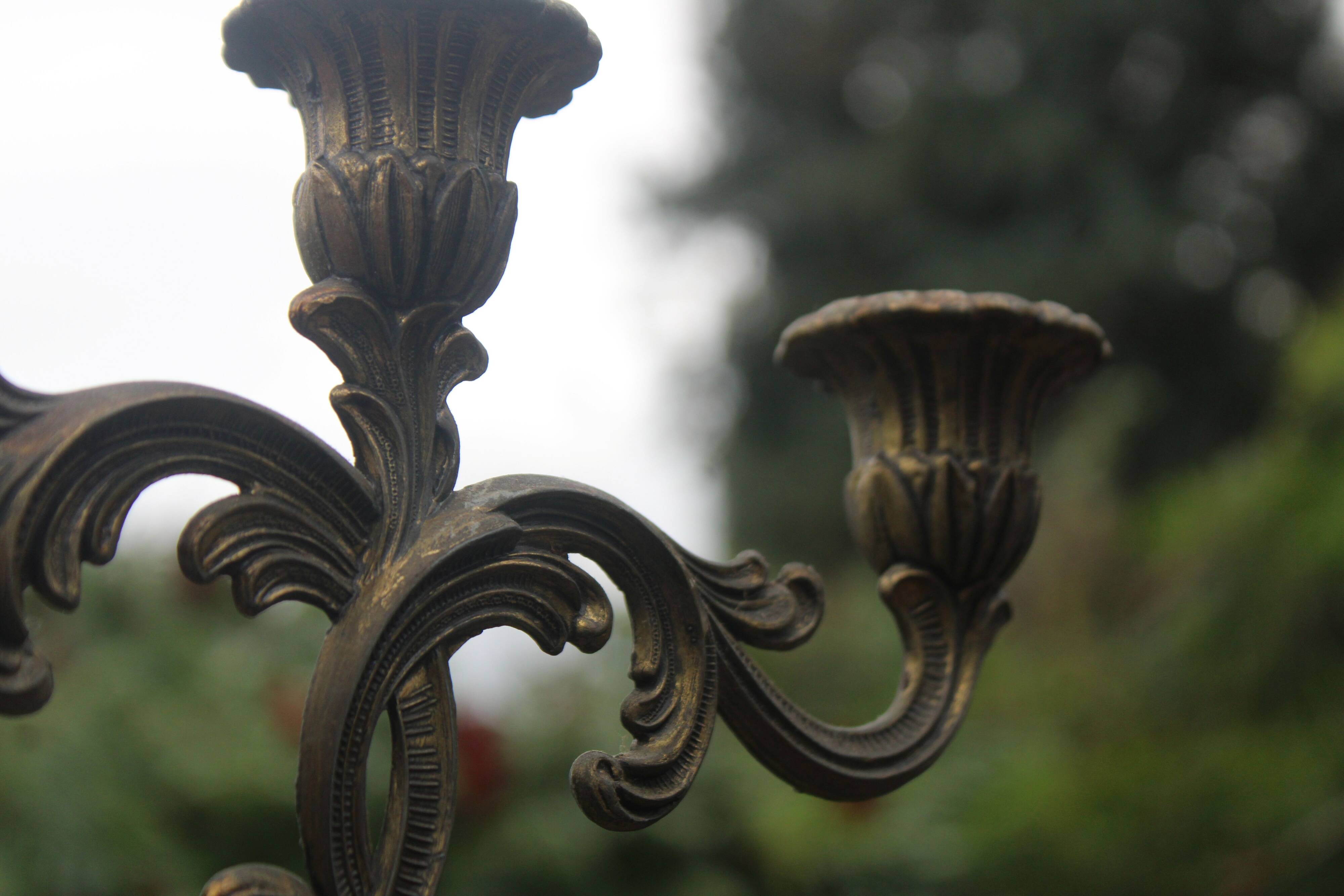 Pair of vintage candlesticks, baroque rococo style.