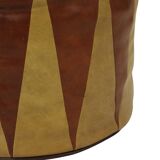 Pouf vintage motif étoile skaï simili cuir style marocain 1960