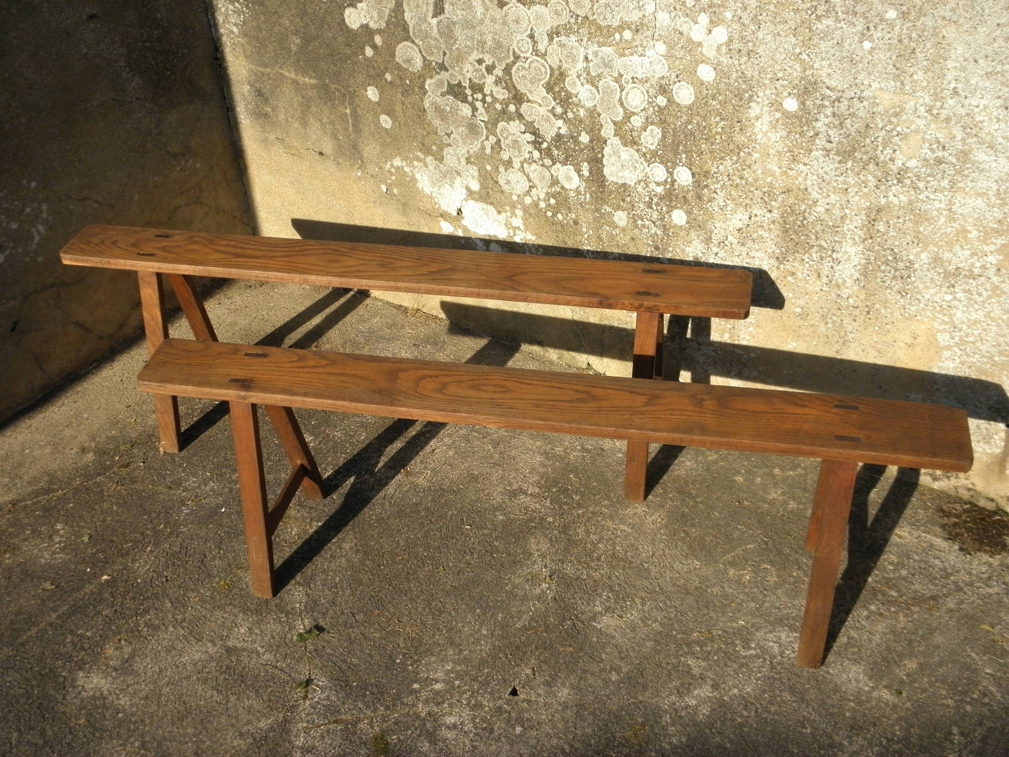 Paire de bancs de ferme 150 cm