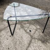 Vintage glass tripod coffee table 60s