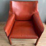 Cognac leather Cab lounge chair by Mario Bellini, 1970s