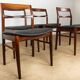4 Danish chairs in rosewood and new leatherette by Henning Kjaernulf 1960.