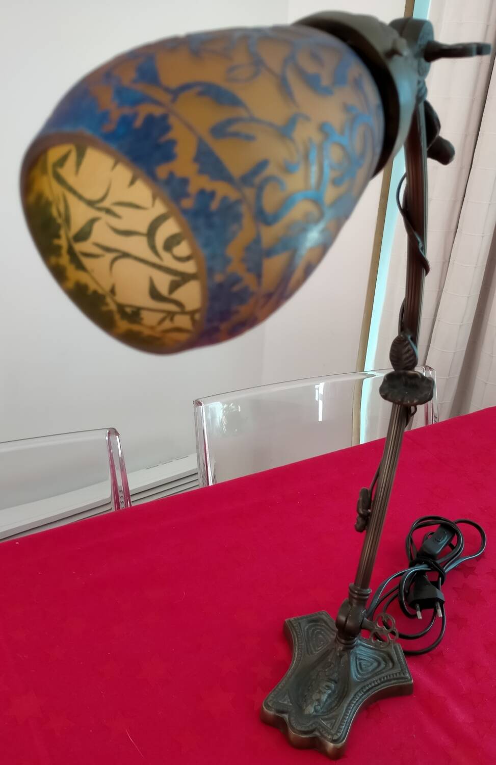 Articulated glass paste lamp, Art Nouveau