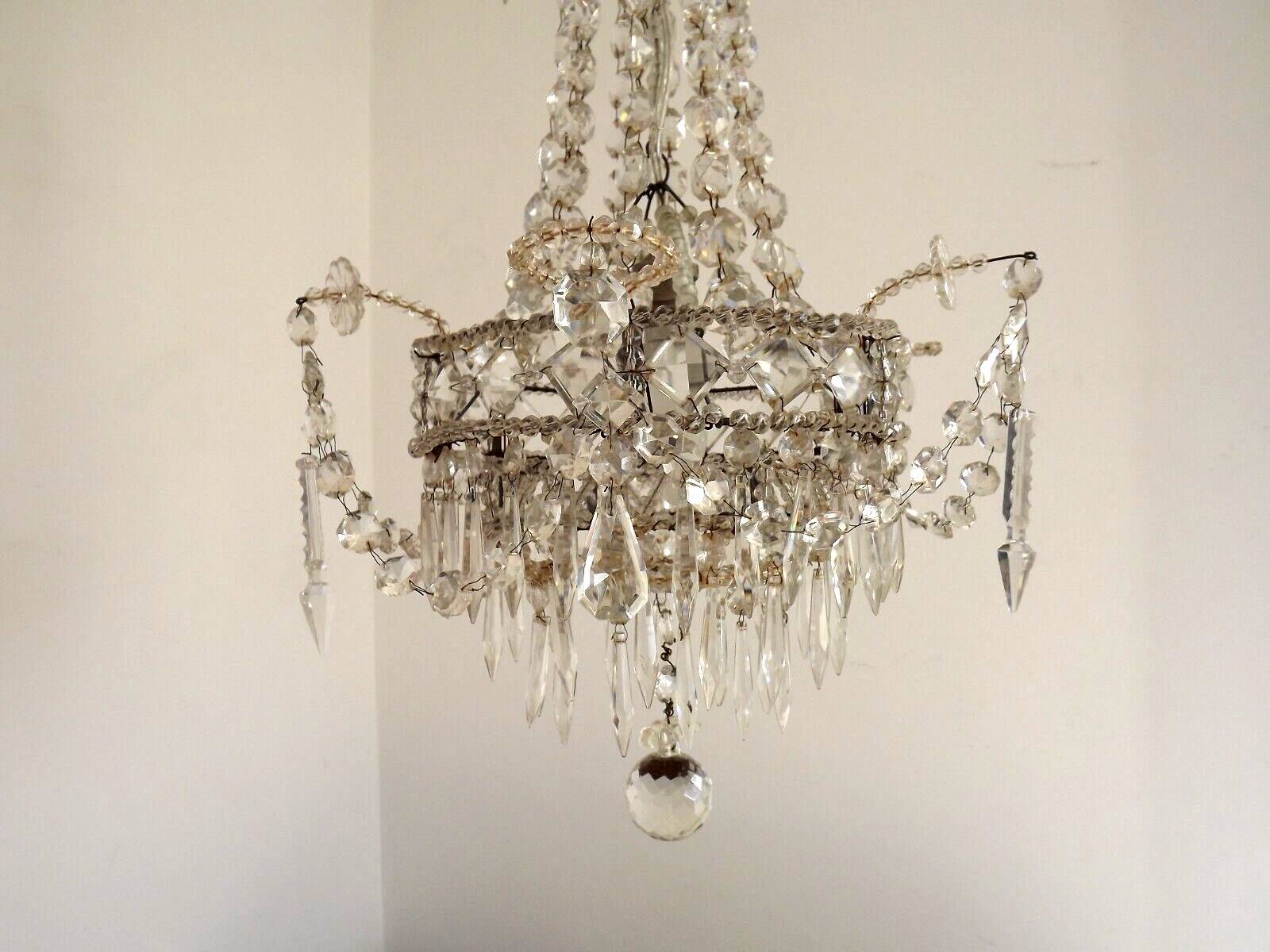 French Montgolfier Style Crystal Chandelier With 3 Tiers Prisms 4115