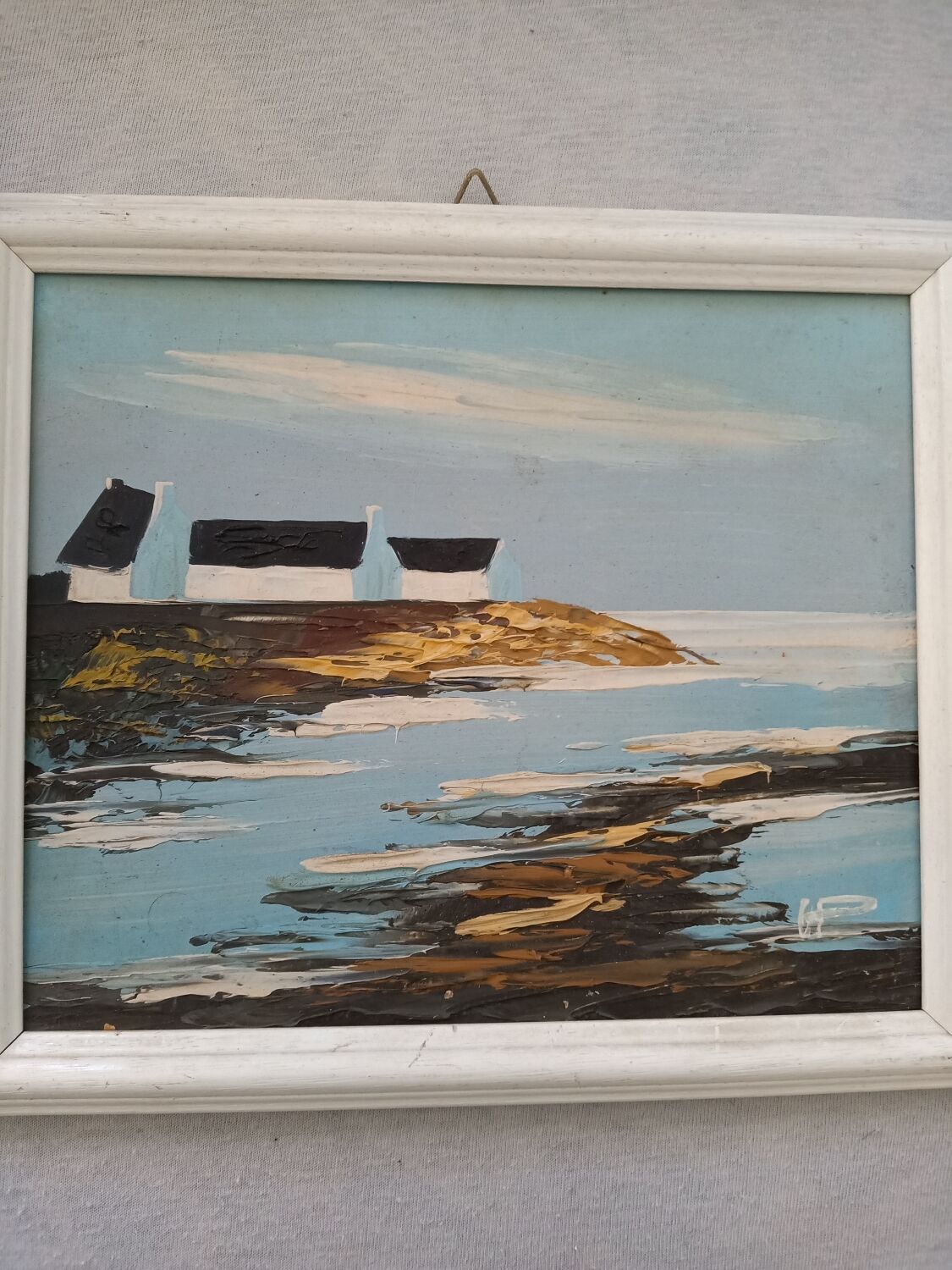 Painting by hand view Marine signed
