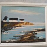 Painting by hand view Marine signed