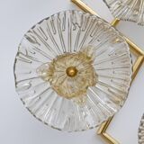 Pair of Modern Italian Murano Glass and Brass Flowers Wall Lamps
