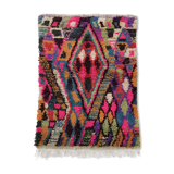 Moroccan Berber boujaad ecru carpet with colorful patterns 157x109cm