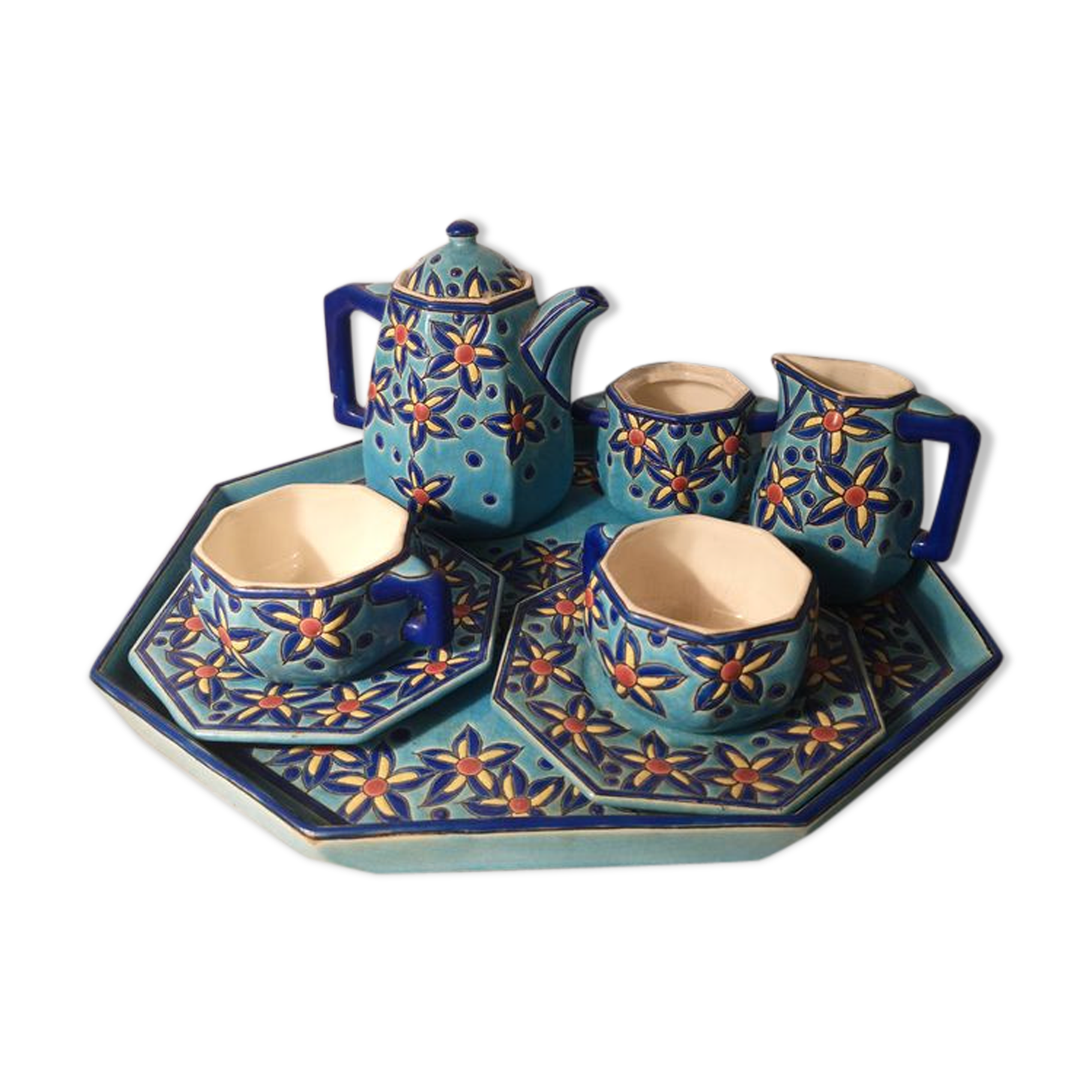 Longwy emaux - 8 pieces coffee service