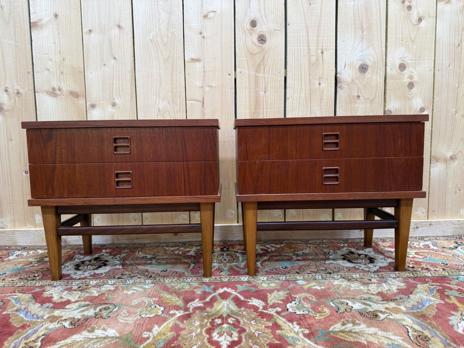 Pair of bedside tables – Scandinavian style – Solid teak – 1960s