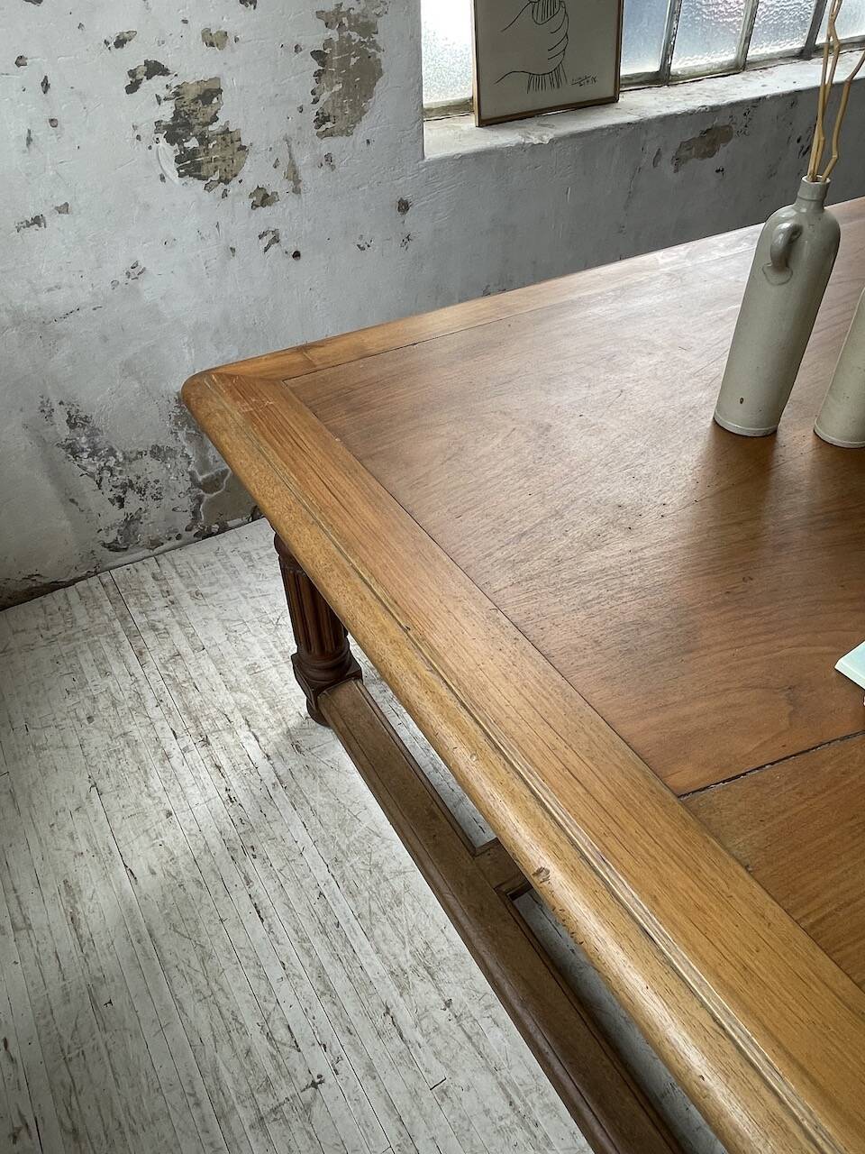 Solid walnut farmhouse castle table 1900 XXL
