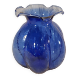 Vase boule en verre soufflé bleu