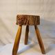 Brutalist tripod stool - French popular craftsmanship from the 20th century
