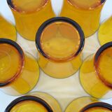9 Amber Yellow Tempered Glass Cups - Duralex France - Vintage 70s