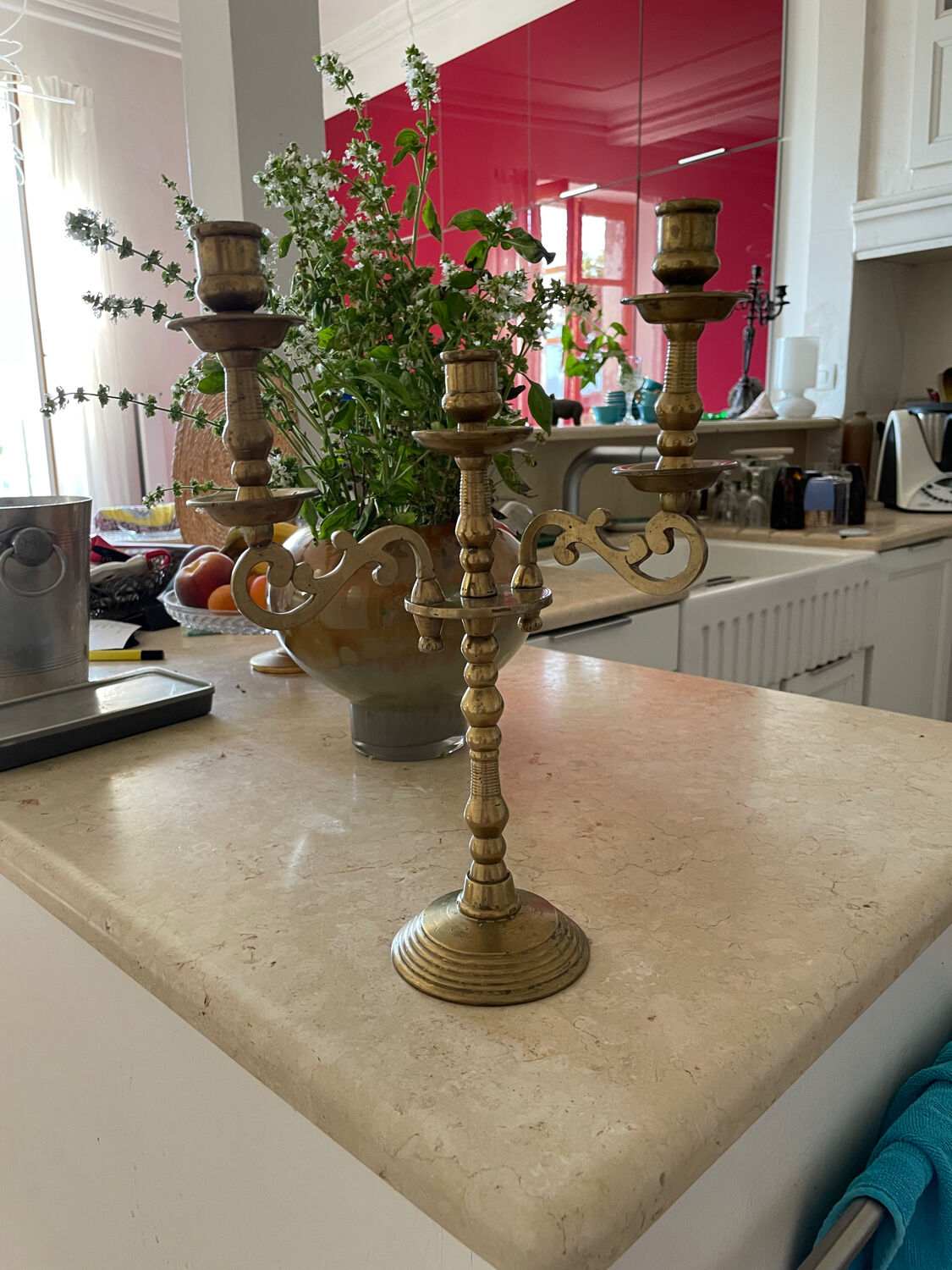 Old brass candle holder
