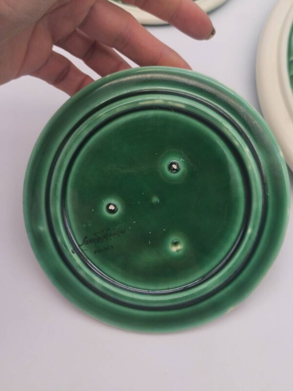 Ensemble de dessous de plat Sarreguemines vert – Céramique vintage