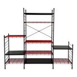 Postmodern black and red modular shelving unit, 1980