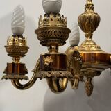 Empire style bronze and copper chandelier, 20th century