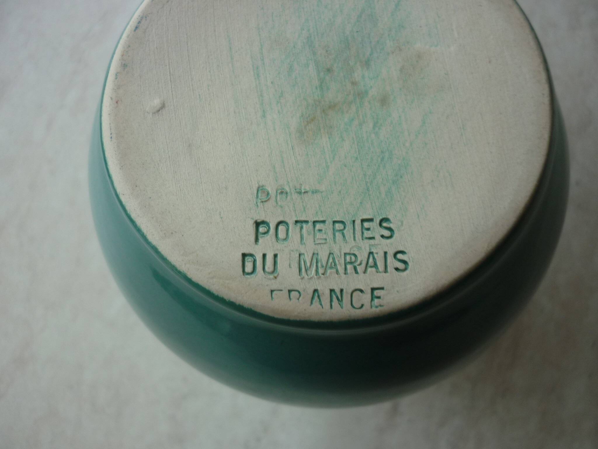 Pot à lait en céramique vert/ bleu canard