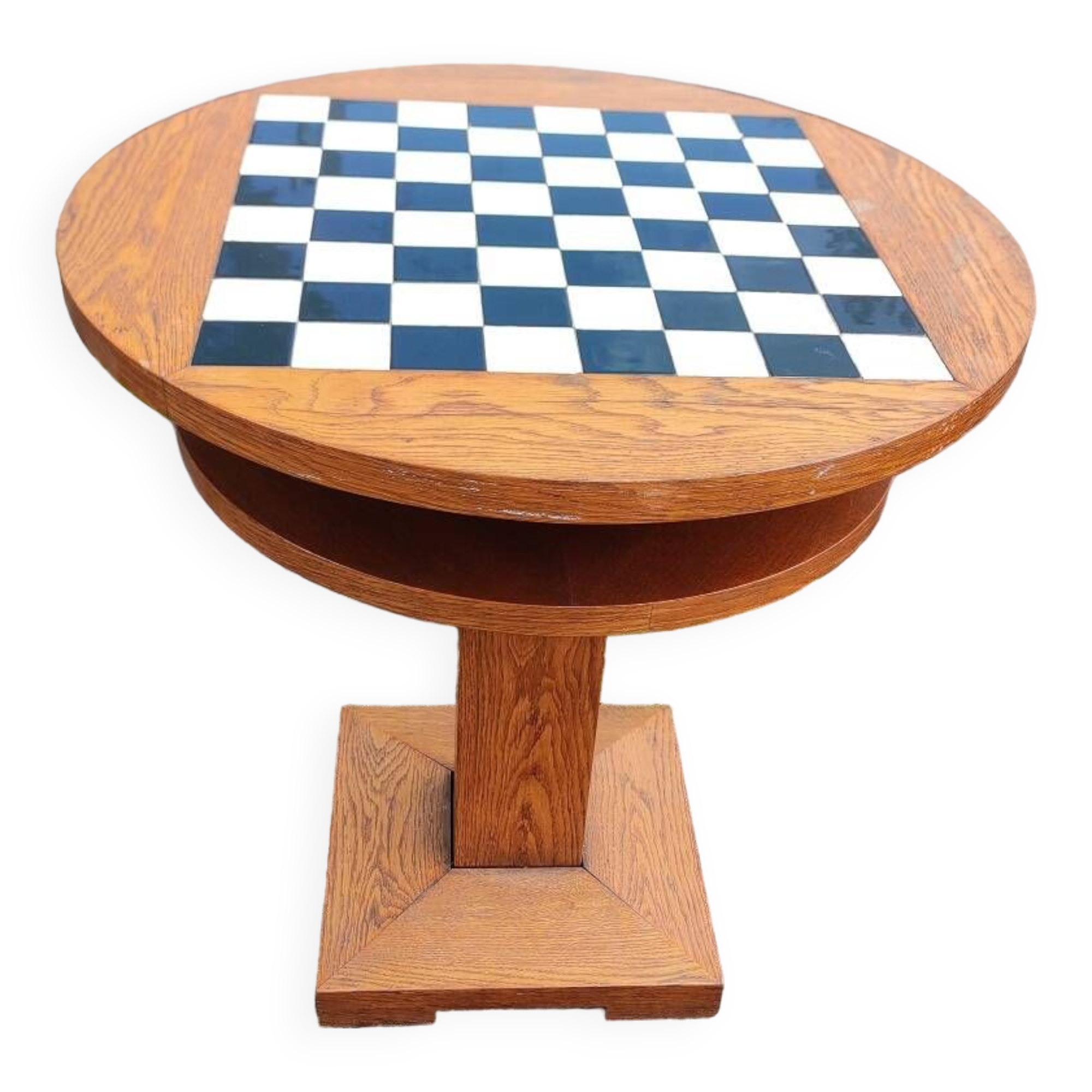 Round Chess Table - Wood - Earthenware - tiles
