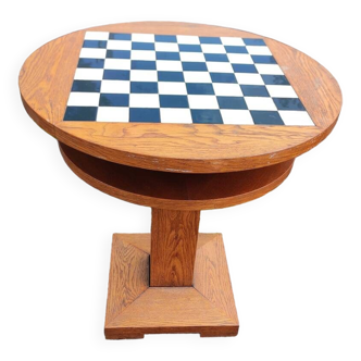 Round Chess Table - Wood - Earthenware - tiles