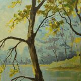 Landscape oil on wood framed C.Peyron