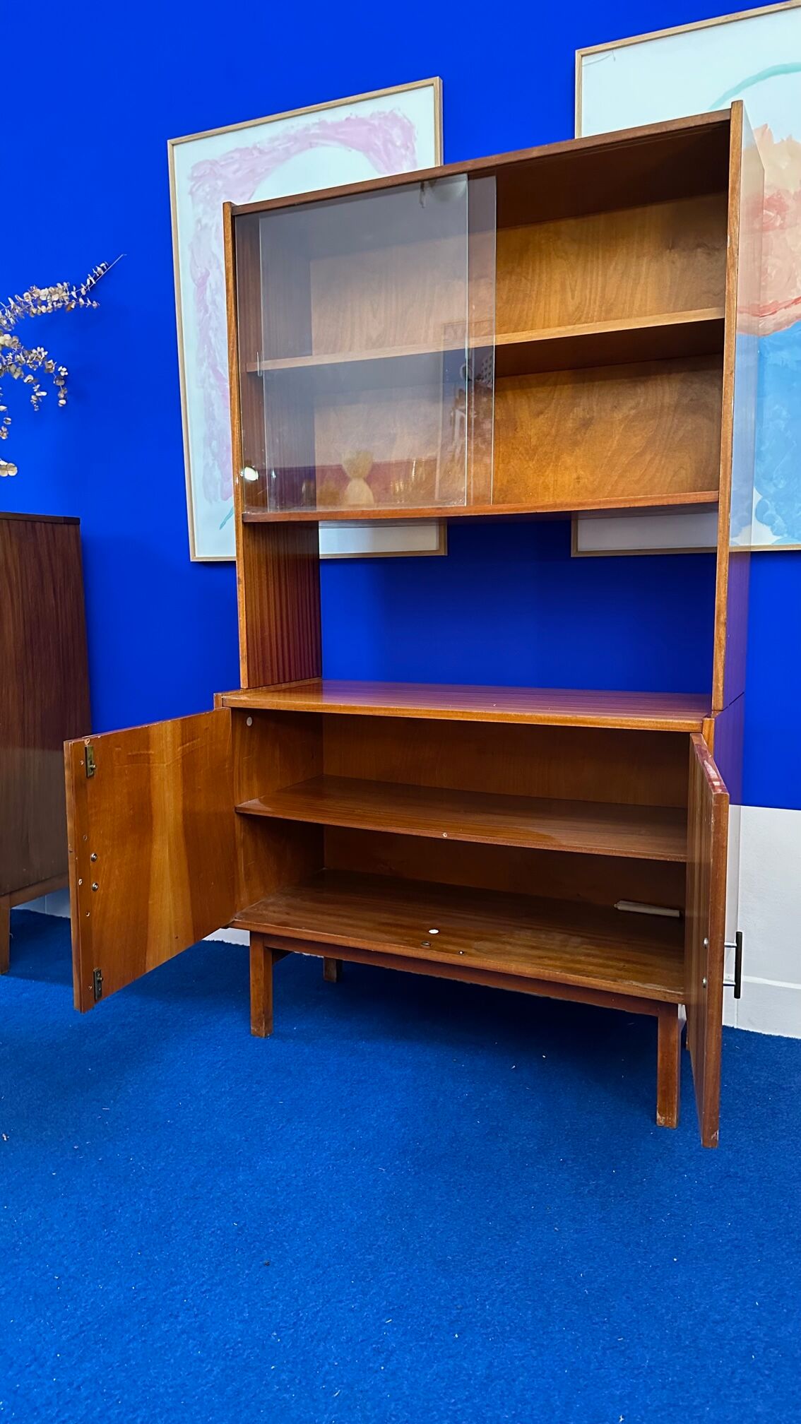 Storage cabinet with showcase of the 60s pedestal shelf
