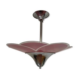 Art Deco Loys Lucha flower-shaped pendant lamp, circa 1930