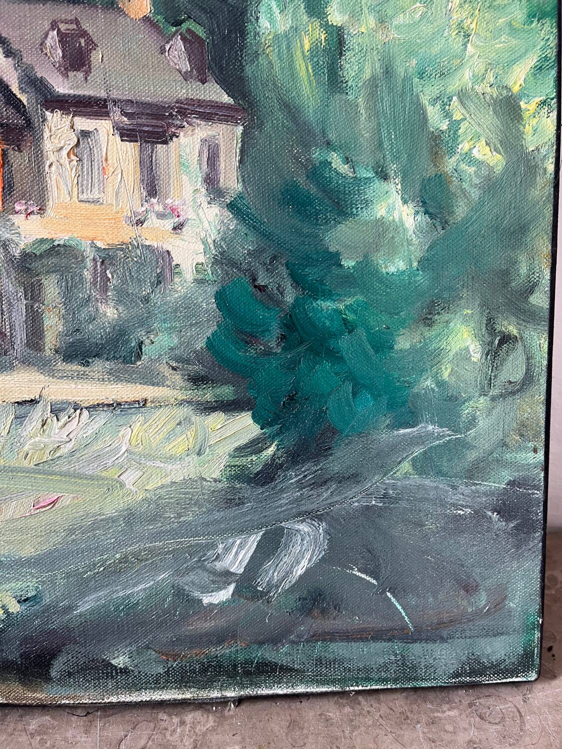 Painting "The Queen's Hamlet" - Versailles, signed