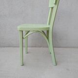Old bistro chair green curved wood