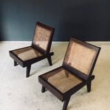 Low Modernist Folding Chairs by Pierre Jeanneret for Chandigarh, India, 1960s, Set of 2