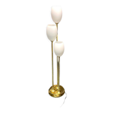 Italian Floor Lamp in Brass and Opaline Glass, 1980s