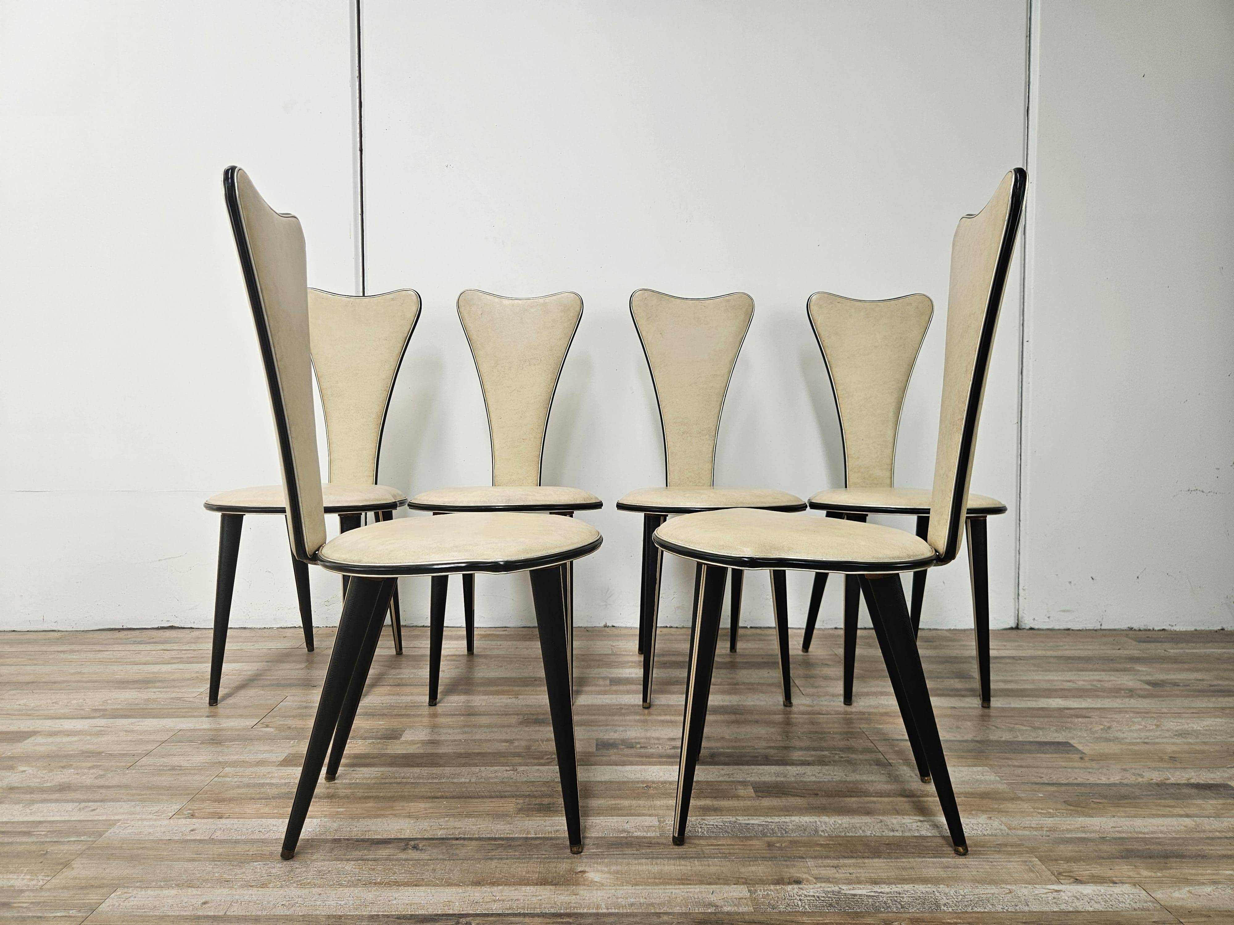 Set of Six Mid-Century Modern Dining Chairs by Umberto Mascagni