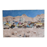 Oil on canvas colorful village