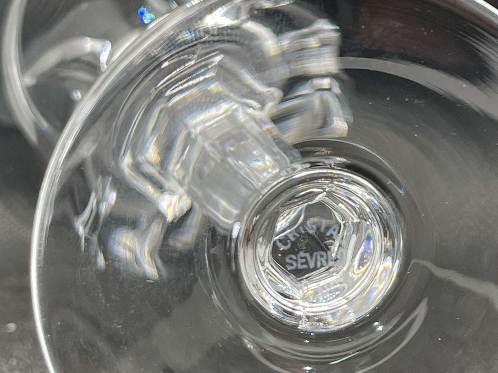 Series of 11 Sèvres crystal wine glasses Niagara model of the 1950s