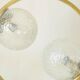 Mid century modernist pendant light in brass and textured glass ball