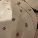 Dessert plate and porcelain dish with a multicoloured floral pattern vintage.