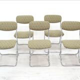 Set of 6 vintage design chairs in chrome metal – 1970s