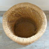 Stool in rattan and rope, 60 years