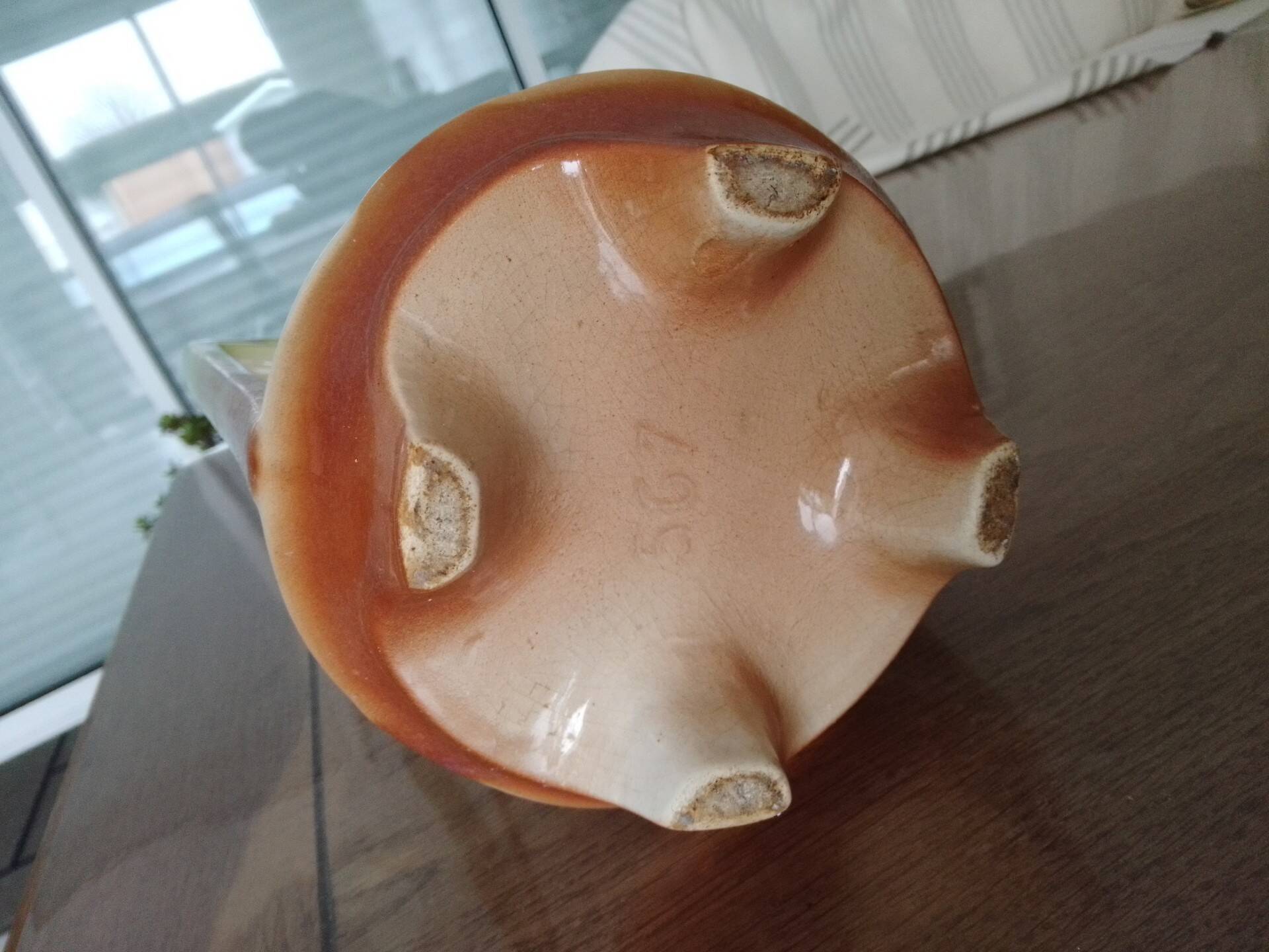 Antique faience barbotine vase
