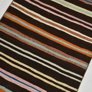Striped Pattern Brown Kilim Runner Rug, 75x315Cm
