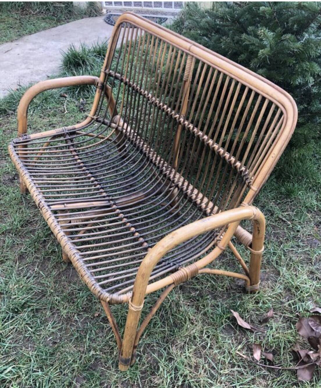 Vintage bamboo bench